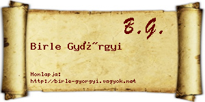 Birle Györgyi névjegykártya